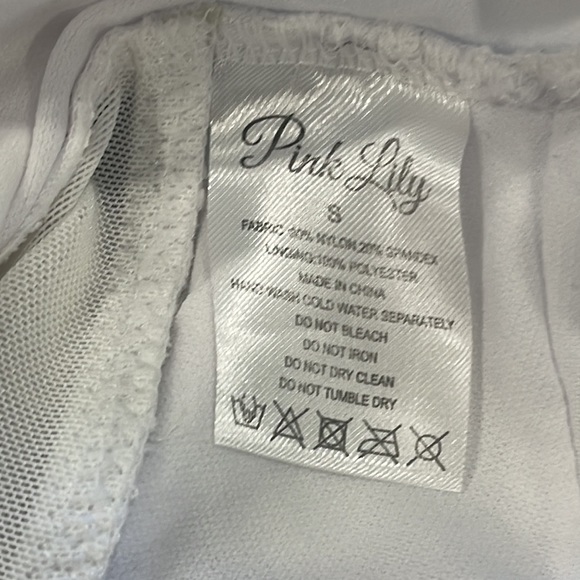 NWOT White Pink Lily One Shoulder Swimsuit  Meet me at Waikiki -Small - Picture 9 of 9